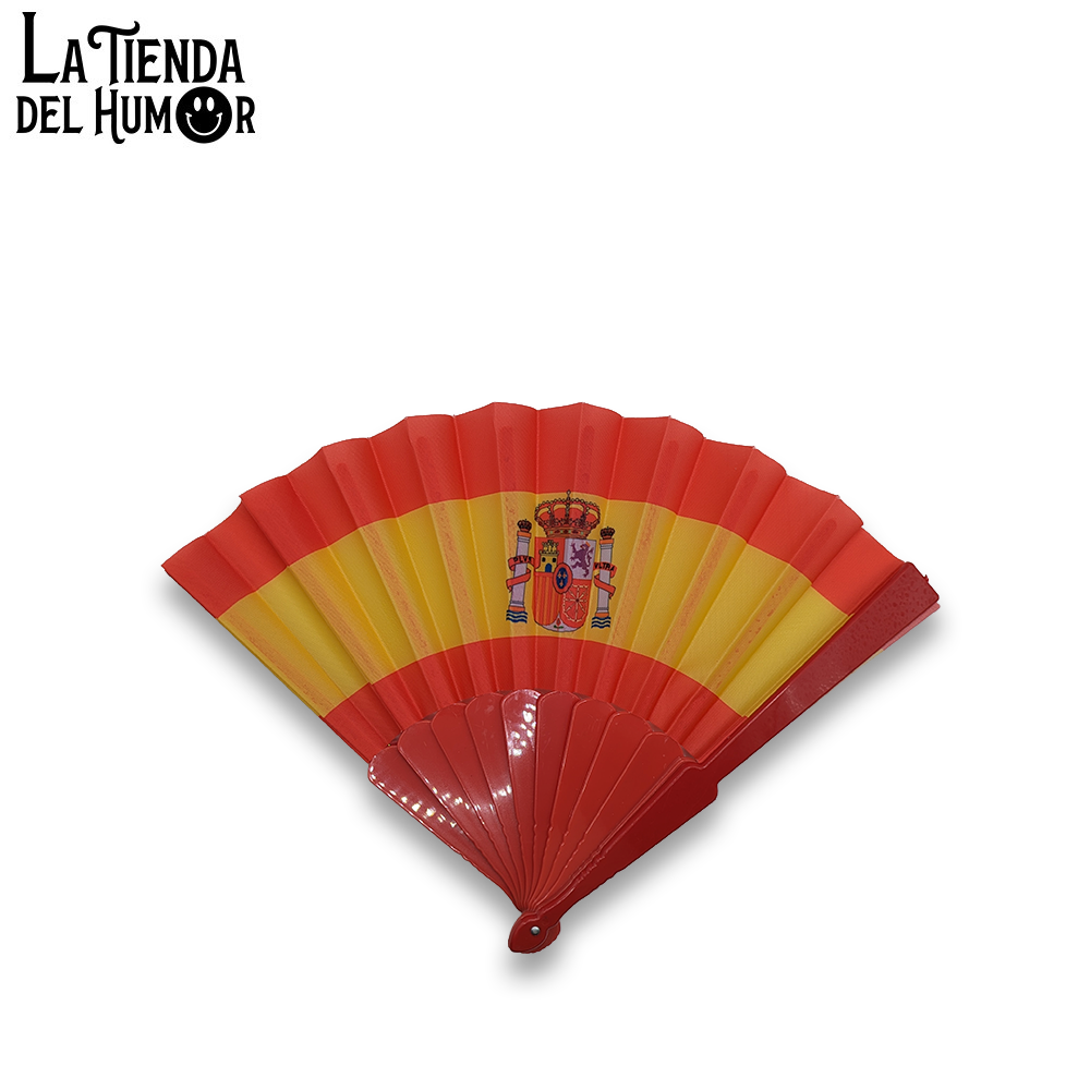 Abanico de España de Plástico – Abanico Español con Bandera y Escudo para Animación