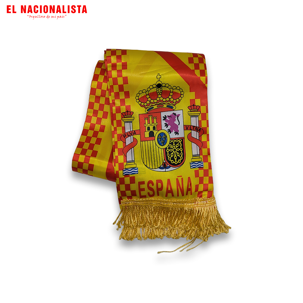 Bufanda de España de Raso con Flecos – Bufanda de Fútbol para Alentar en el Mundial