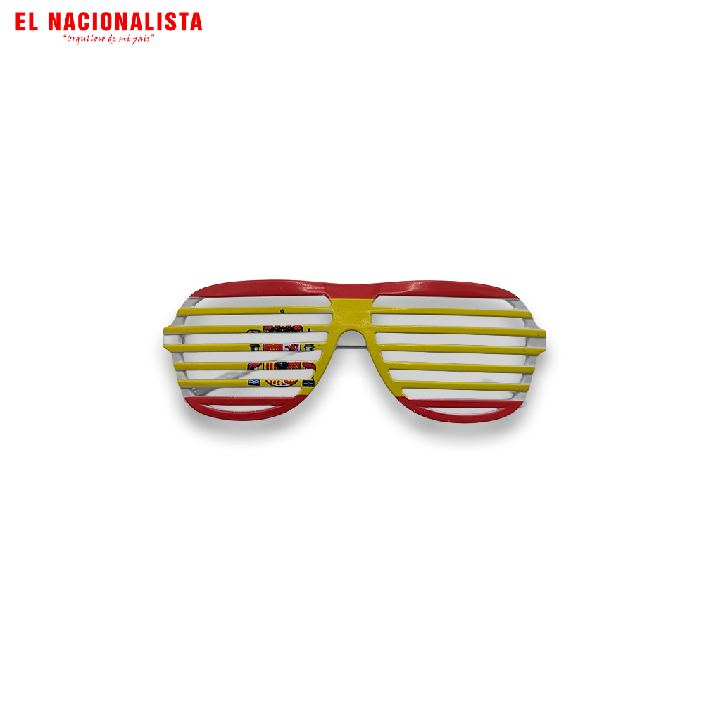 Gafas de Rejilla de España – Gafas Divertidas de Animación con Bandera y Escudo