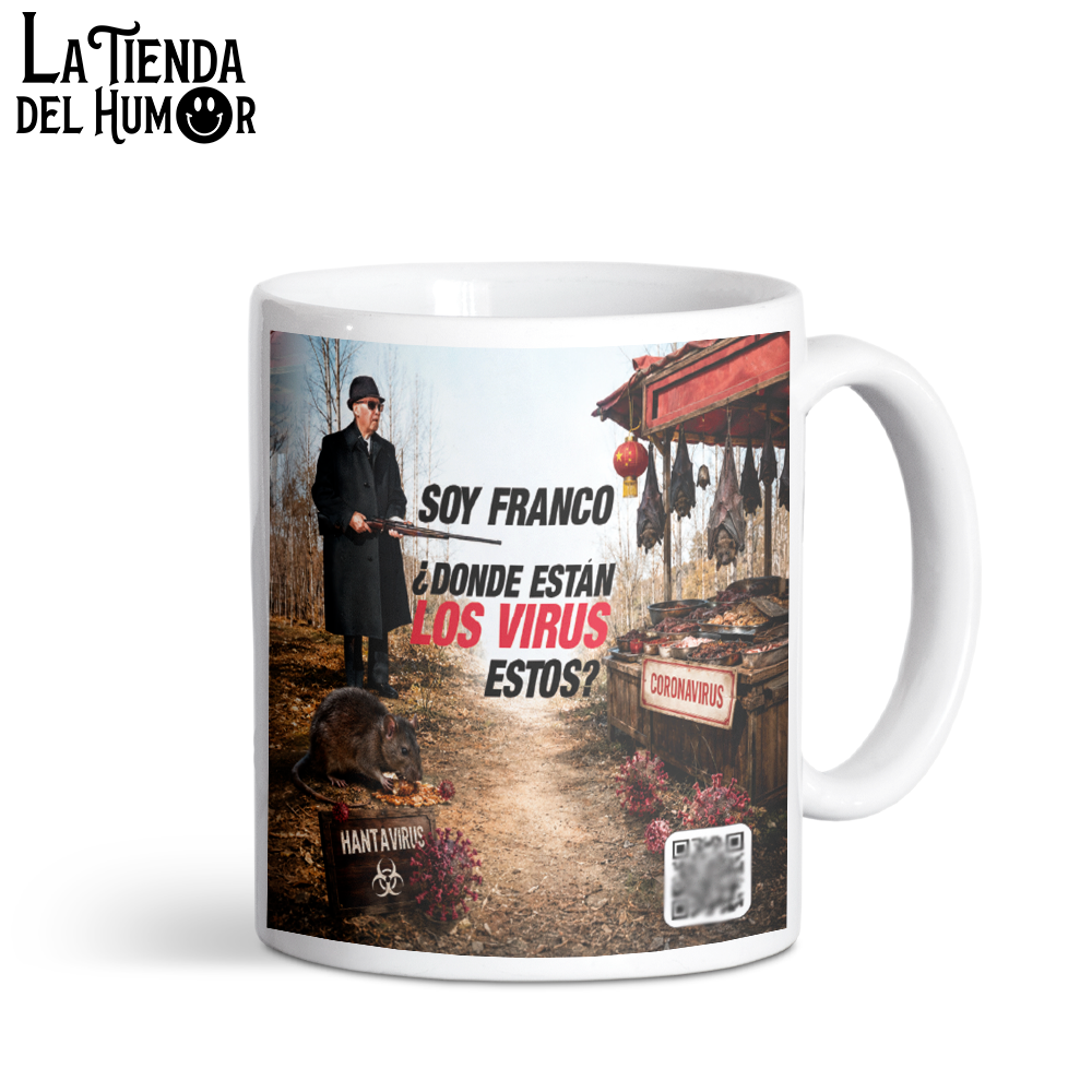 Taza de Cerámica Franco– Mug con texto "Soy Franco, ¿Dónde están los virus estos?"