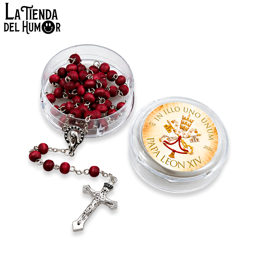 Rosario Papa León XIV "Un Solo Pueblo" – Estuche con Escudo Papal