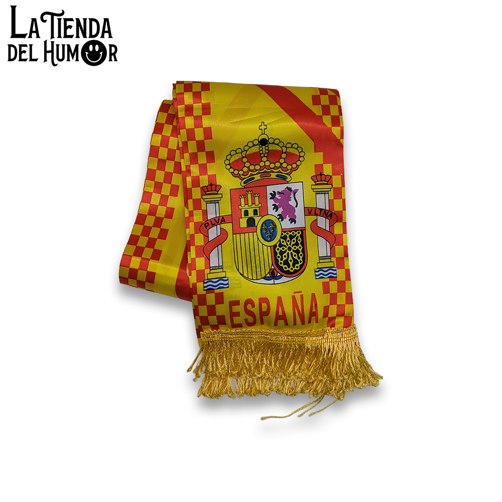 Bufanda de España de Raso con Flecos – Bufanda de Fútbol para Alentar en el Mundial