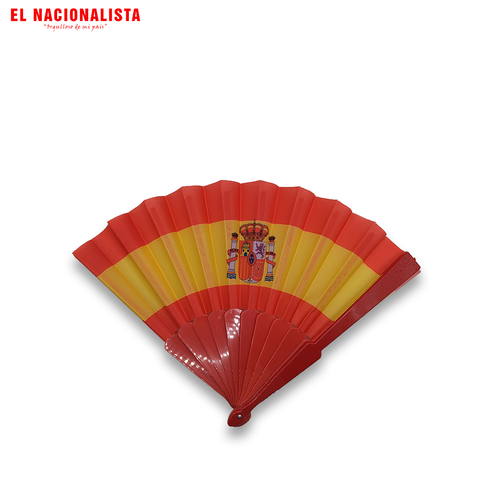 Abanico de España de Plástico – Abanico Español con Bandera y Escudo para Animación